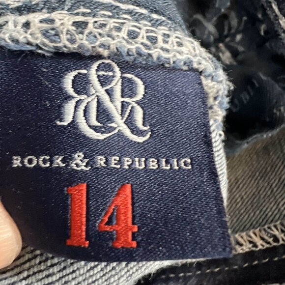 Rock & Republic Jeans Women 14 Blue Kendall Bootcut Mid Rise Medium Wash Cropped - Picture 11 of 13